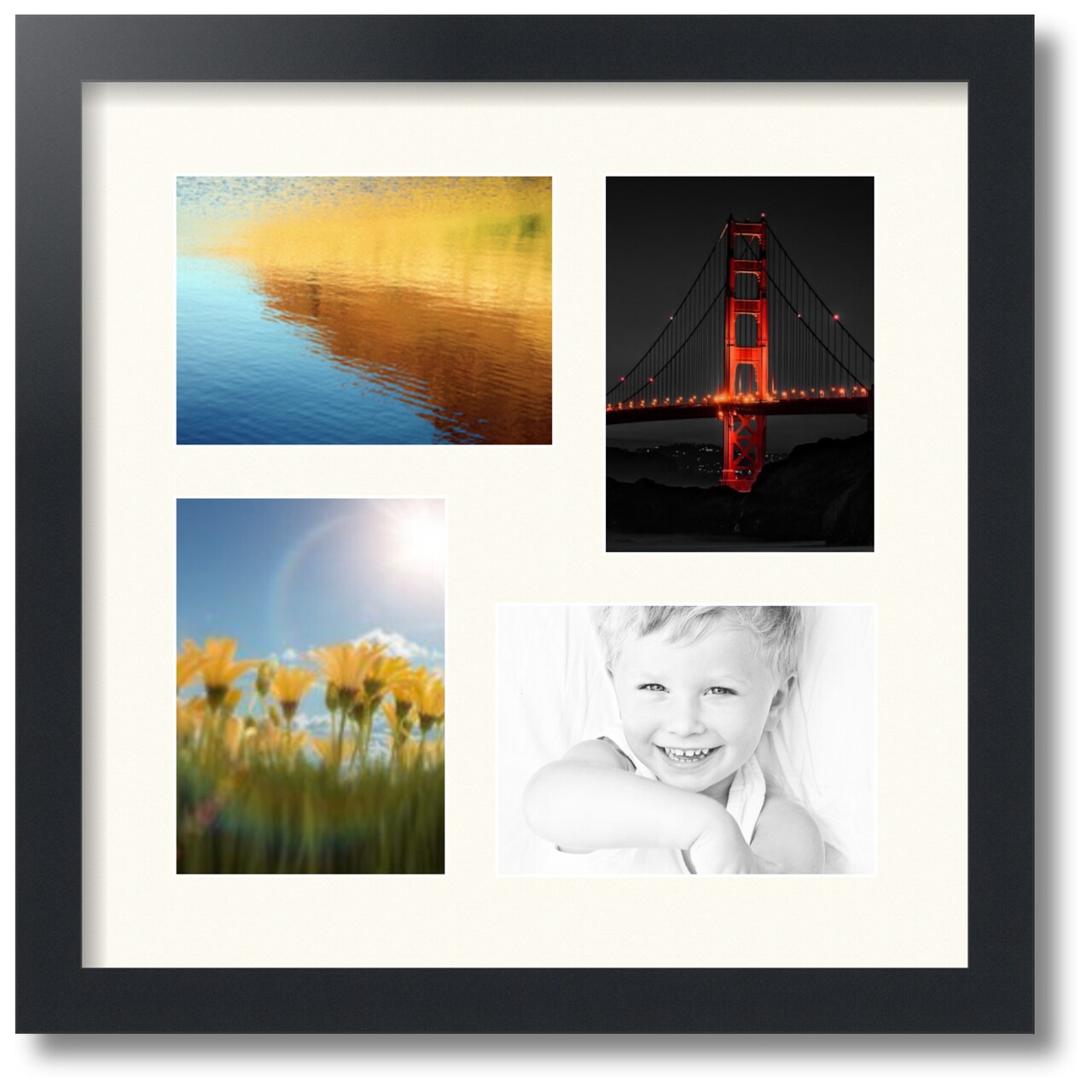 ArtToFrames Collage Photo Picture Frame with 4 - 5x7 inch Openings, Framed in Black with Over 62 Mat Color Options and Plexi Glass (CSM-3926-179)